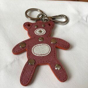 Pink & White Teddy Bear Key Ring & Fob